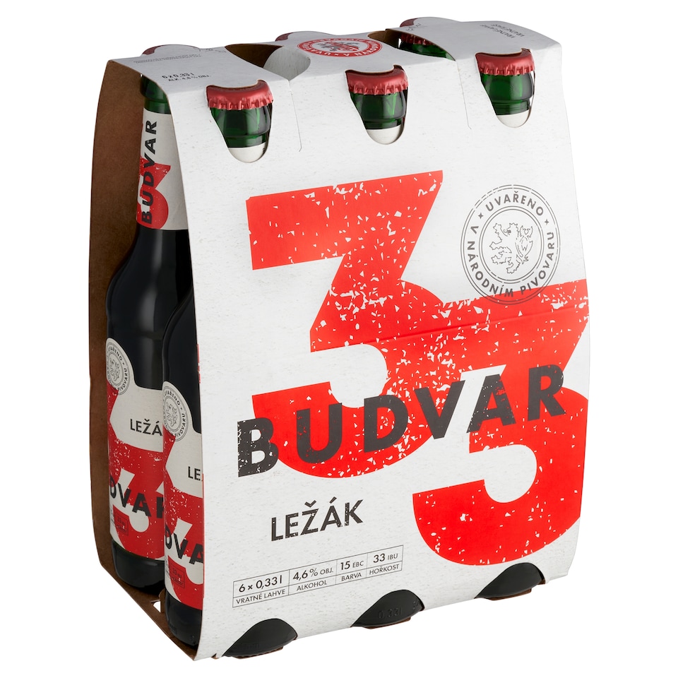 Obrázek 1 pro produkt Budvar 33 pivo ležák 6 x 0,33l (1,98l)