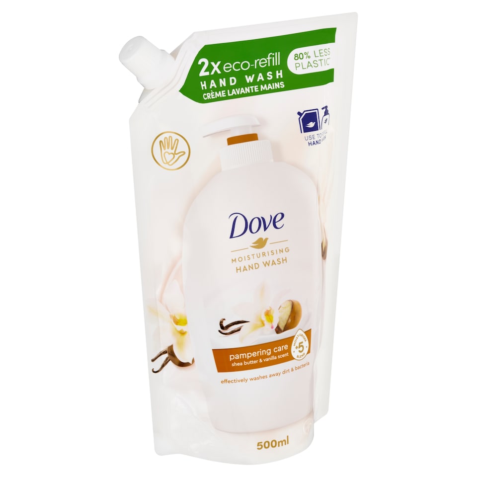 obrázok 1 z Dove Pampering Bambucké maslo a vanilka Tekuté mydlo náhradná náplň 500 ml