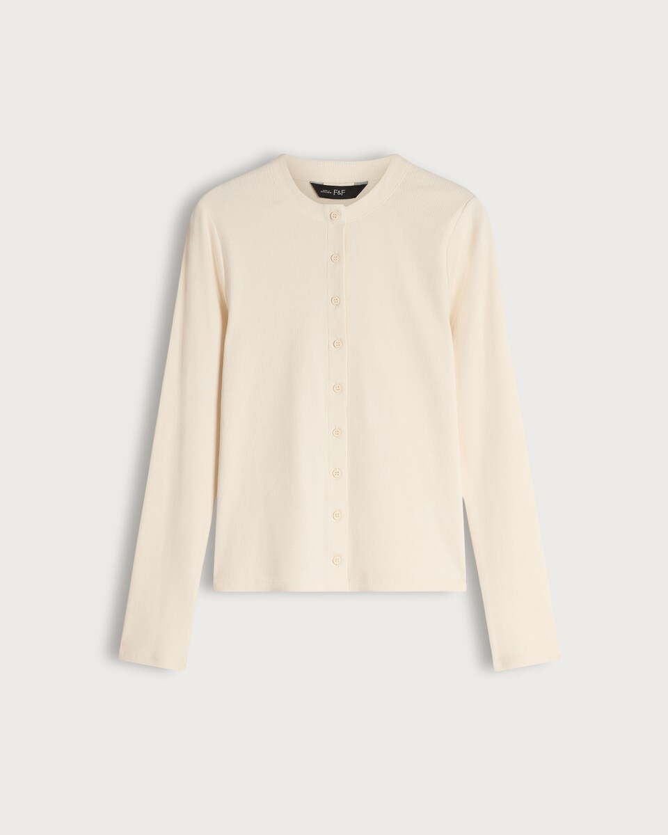 F&F Cotton Rich Long Sleeved Cardigan in Cream