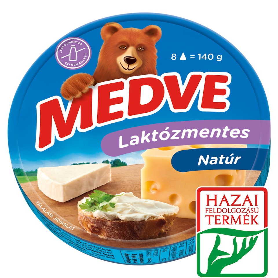 Medve Lactose-Free Unflavoured Spreadable Semi-Fat Processed Cheese 8 x 17,5 g (140 g)