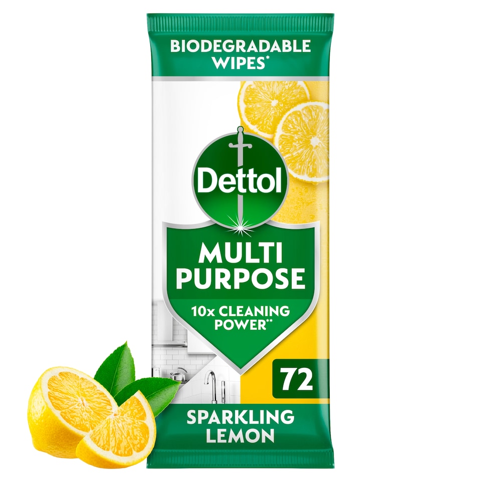 image 1 of Dettol Multipurpose Cleaning Wipes Sparkling Lemon 72 Wipes