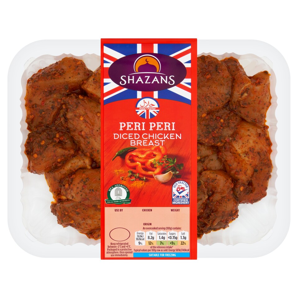 Shazans Peri Peri Diced Chicken Breast 500G