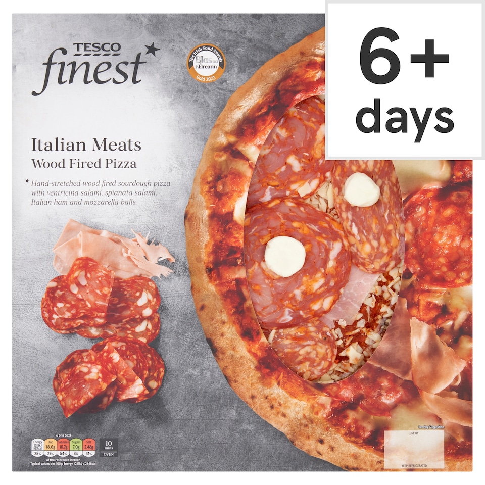 Tesco Finest Italian Meats Wdfired Pizza 510G