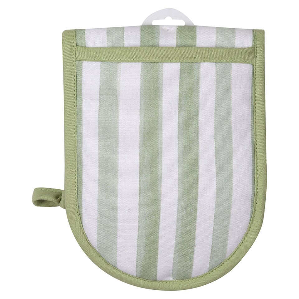 image 1 of F&F Home Spring Green Stripe Oven Gloves