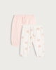 image 1 of F&F Baby 2-Pack Cotton Rich Bear Print Joggers in Pink