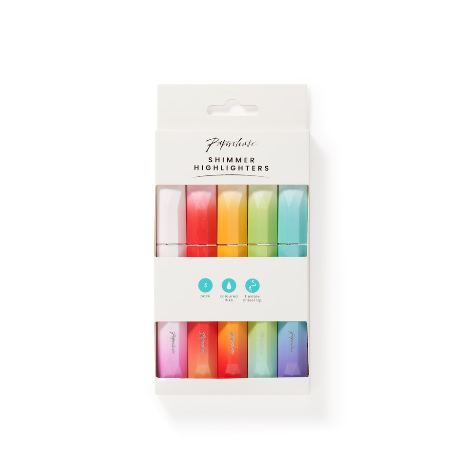 image 1 of Paperchase Shimmer Highlighters 5pk