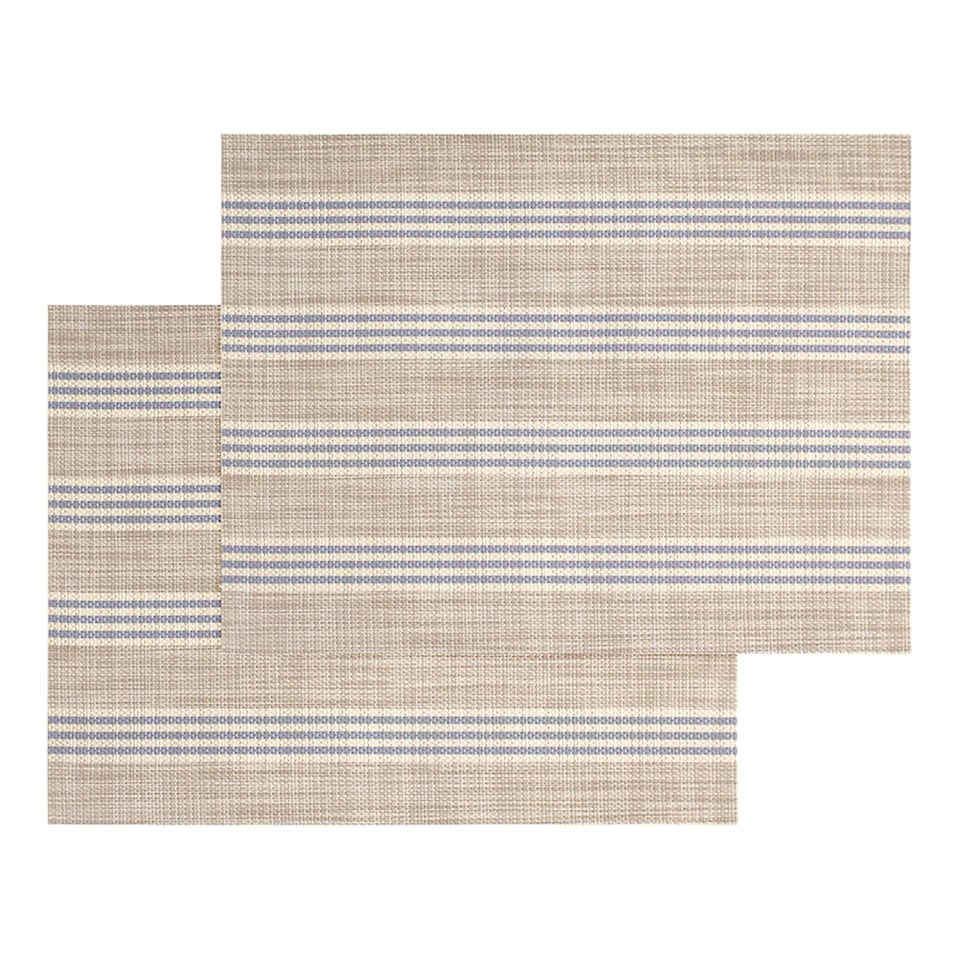 image 1 of F&F Home Stone Blue Stripe Placemat 2 Pack