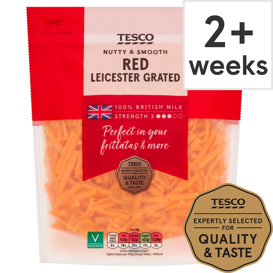 Tesco Grated Red Leicester 250 G