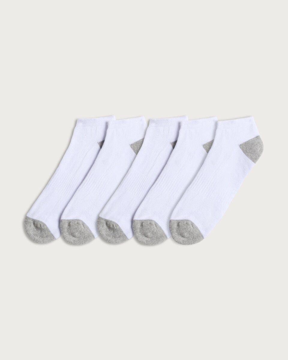 F&F Active 5-Pack Cotton Rich Trainer Socks in White
