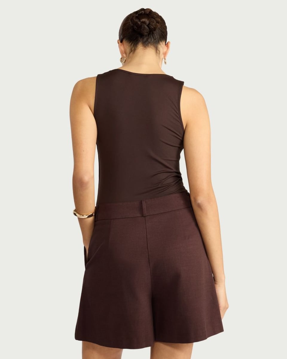 image 1 of F&F Polyamide Scoop Neck Vest in Chocolate