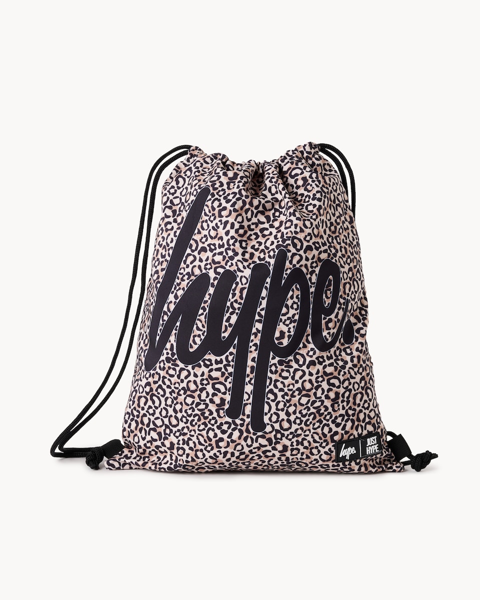 image 1 of Hype Leopard Print Drawstring Bag in Multi