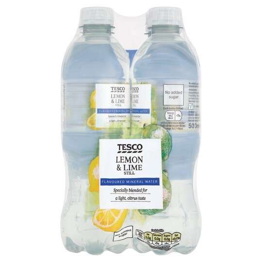 Tesco Lemon & Lime Flavoured Still Water 4X500ml Tesco Groceries