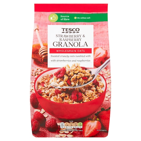 Tesco Strawberry & Raspberry Granola 1Kg Tesco Groceries