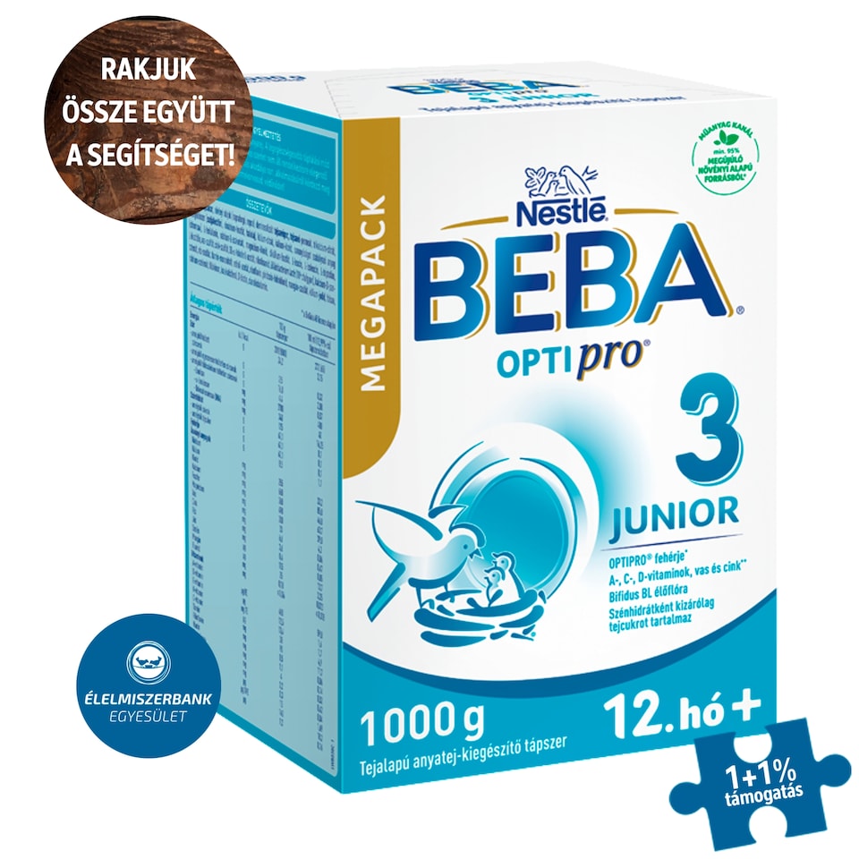 Beba Optipro 3 Junior tejalapú anyatej-kiegészítő tápszer 12. hó+ 2 x 500 g (1000 g)