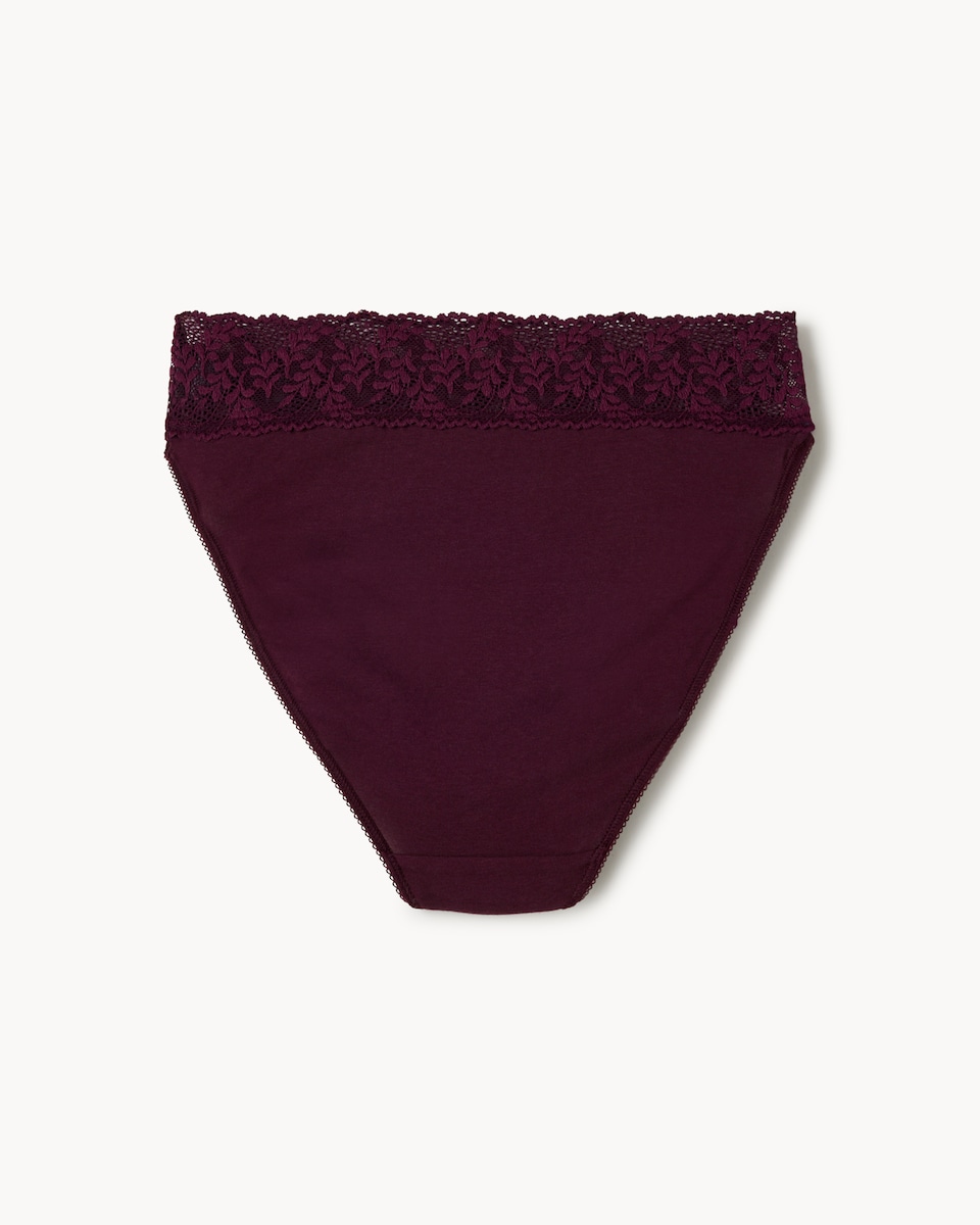 image 1 of F&F 5-Pack Cotton Rich Lace Trim High Leg Knickers in Multi