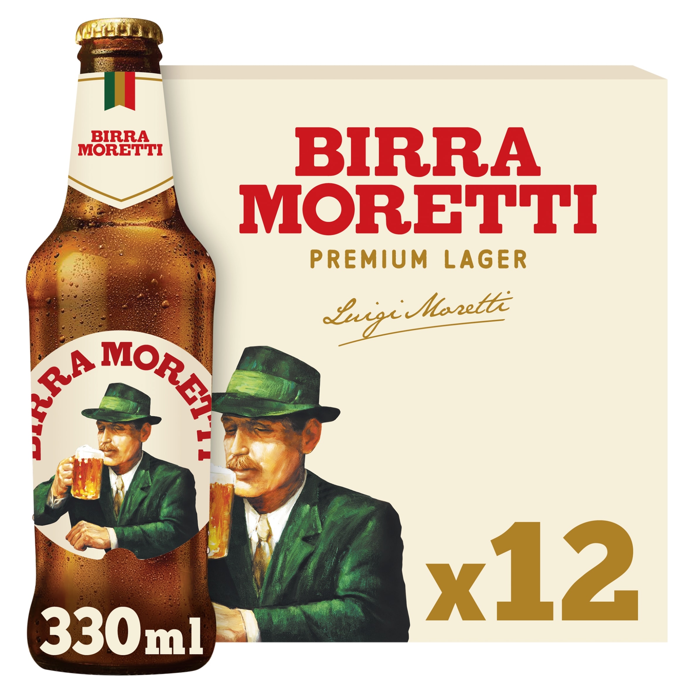 Birra Moretti Premium Lager Beer Bottle 12x330ml