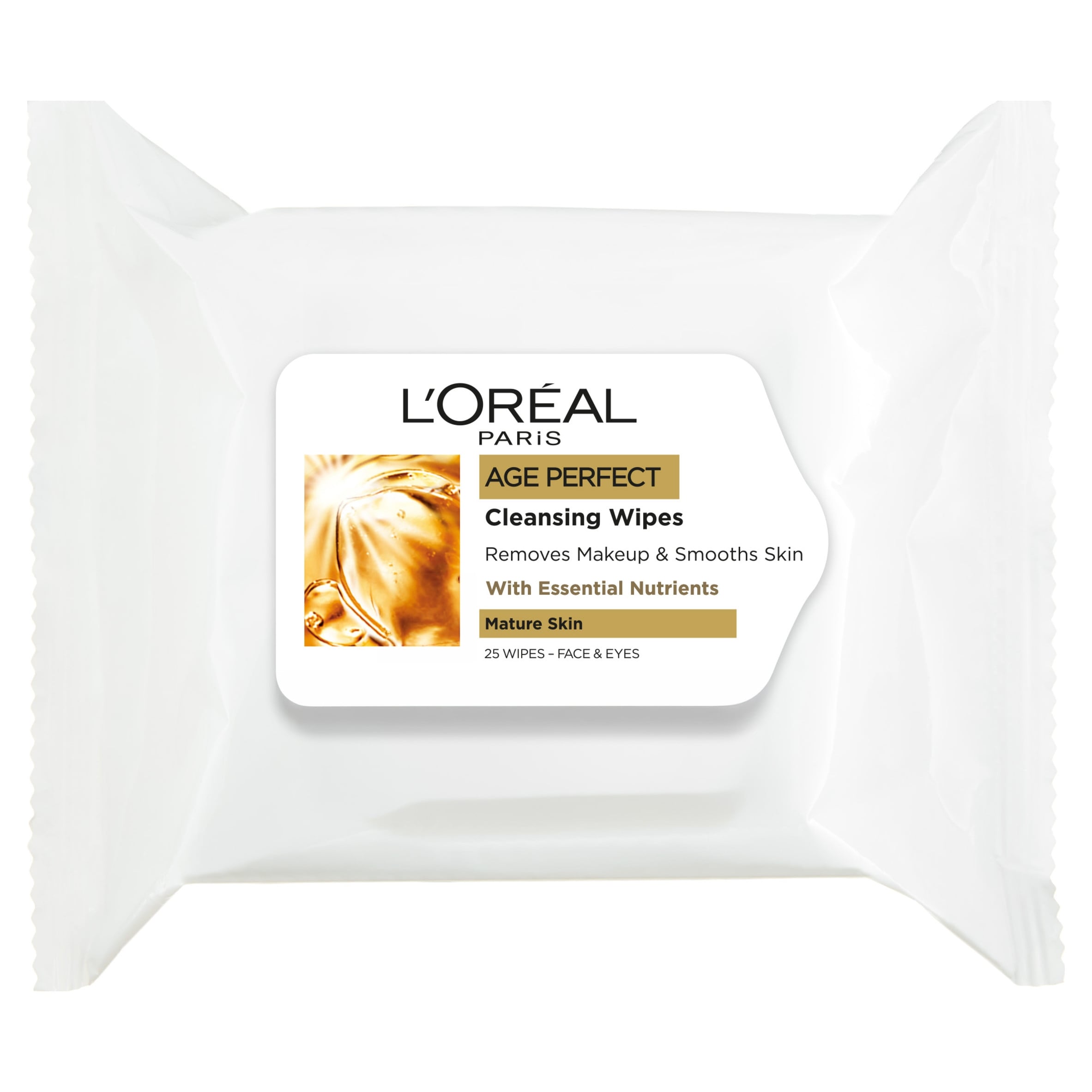 L'Oreal Paris Age Perfect Cleansing Wipes, Removes Makeup & Smooths Skin, Pack of 25x Wipes