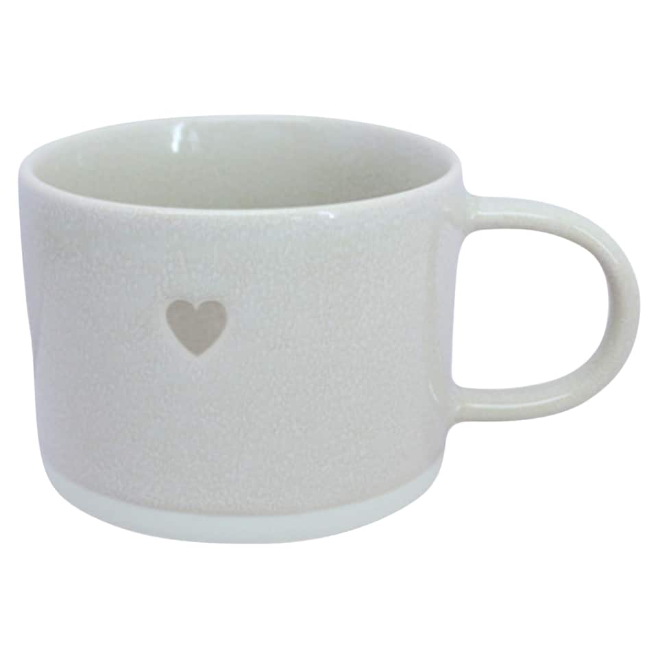 F&F Home Neutral Debossed Heart Mug