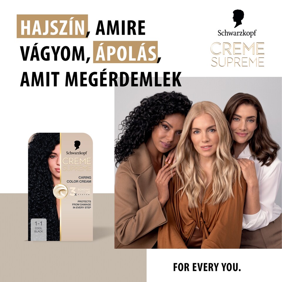 Schwarzkopf Creme Supreme tartós hajfesték 1-1 hűvös fekete  1. kép