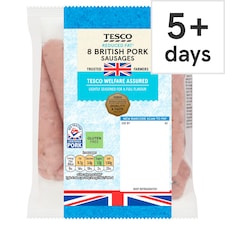 Tesco 8 Reduced Fat Pork Sausages 454G