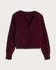 image 4 of F&F Knitted Fluffy V Neck Cardigan in Burgundy