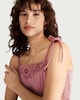 image 1 of F&F Pure Cotton Embroidered Tie Strap Midi Dress in Pink