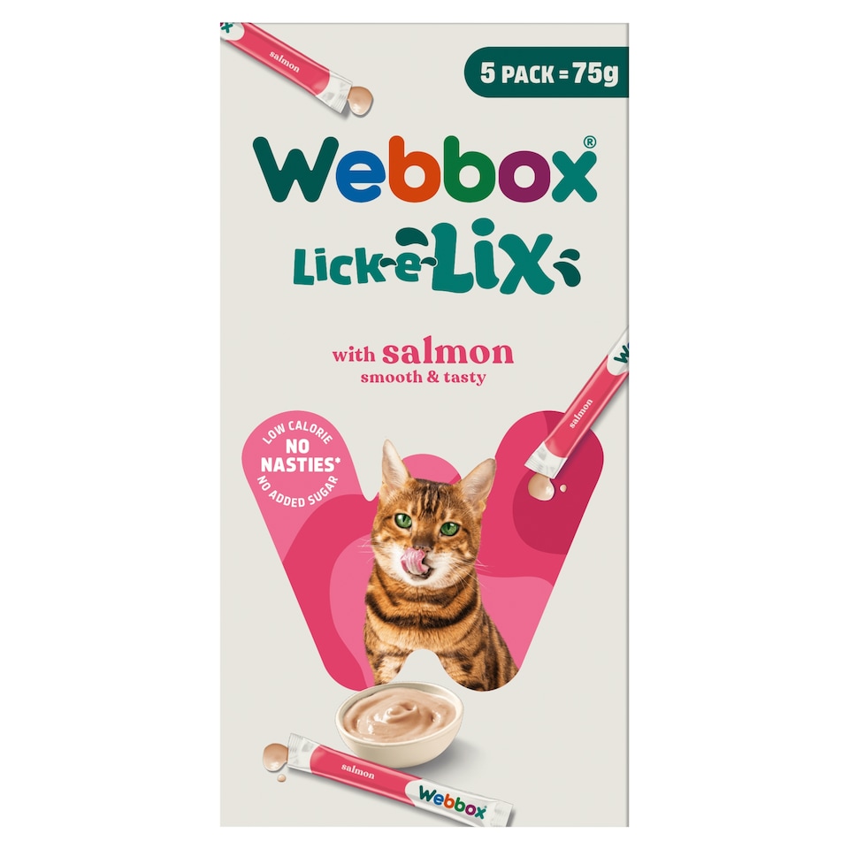 Webbox Lick-e-Lix Cat Treats - Salmon 5 x 15g