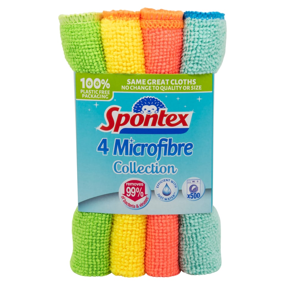 image 1 of Spontex Microfibre Cloth 4 Pack