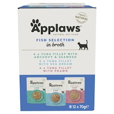 Applaws Natural Wet Cat Food Fish Selection in Broth Pouches 12 x 70g