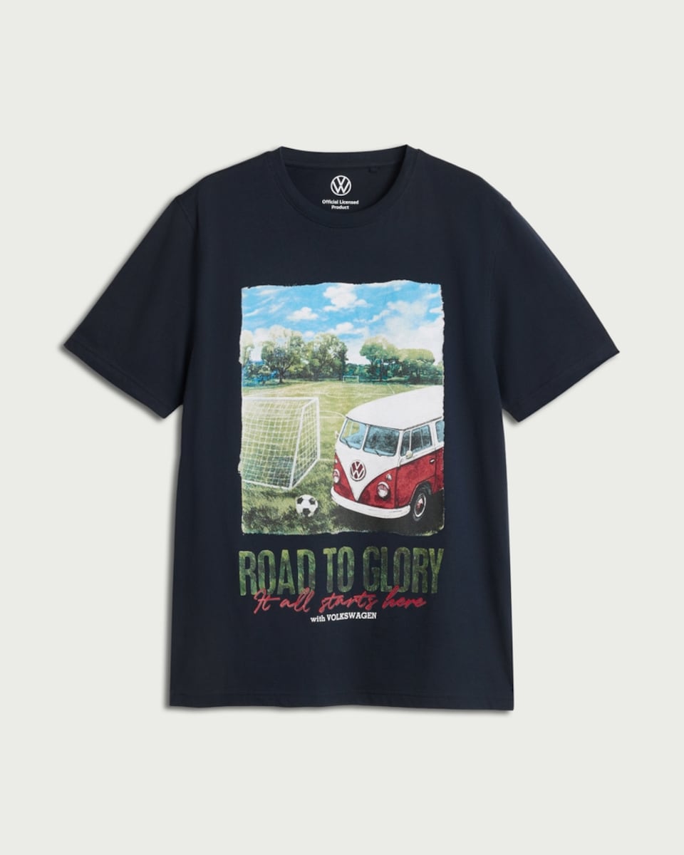 image 1 of Volkswagen Pure Cotton Road to Glory T-Shirt in Blue