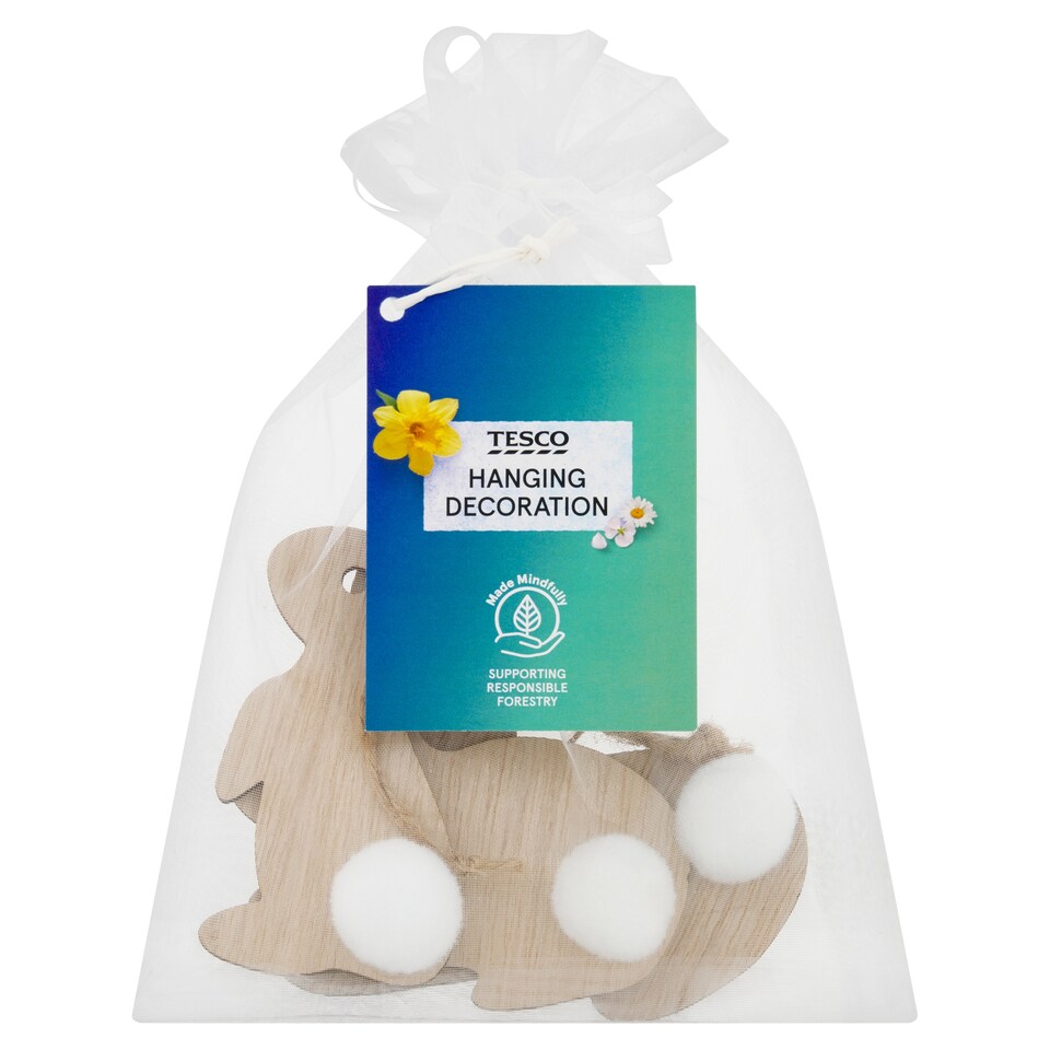 Tesco Wooden Hanging Easter Bunny Decorations 3 Pack