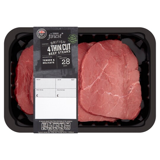 T. FIN* BRT A/ANG THIN CUT STEAKS Tesco Groceries