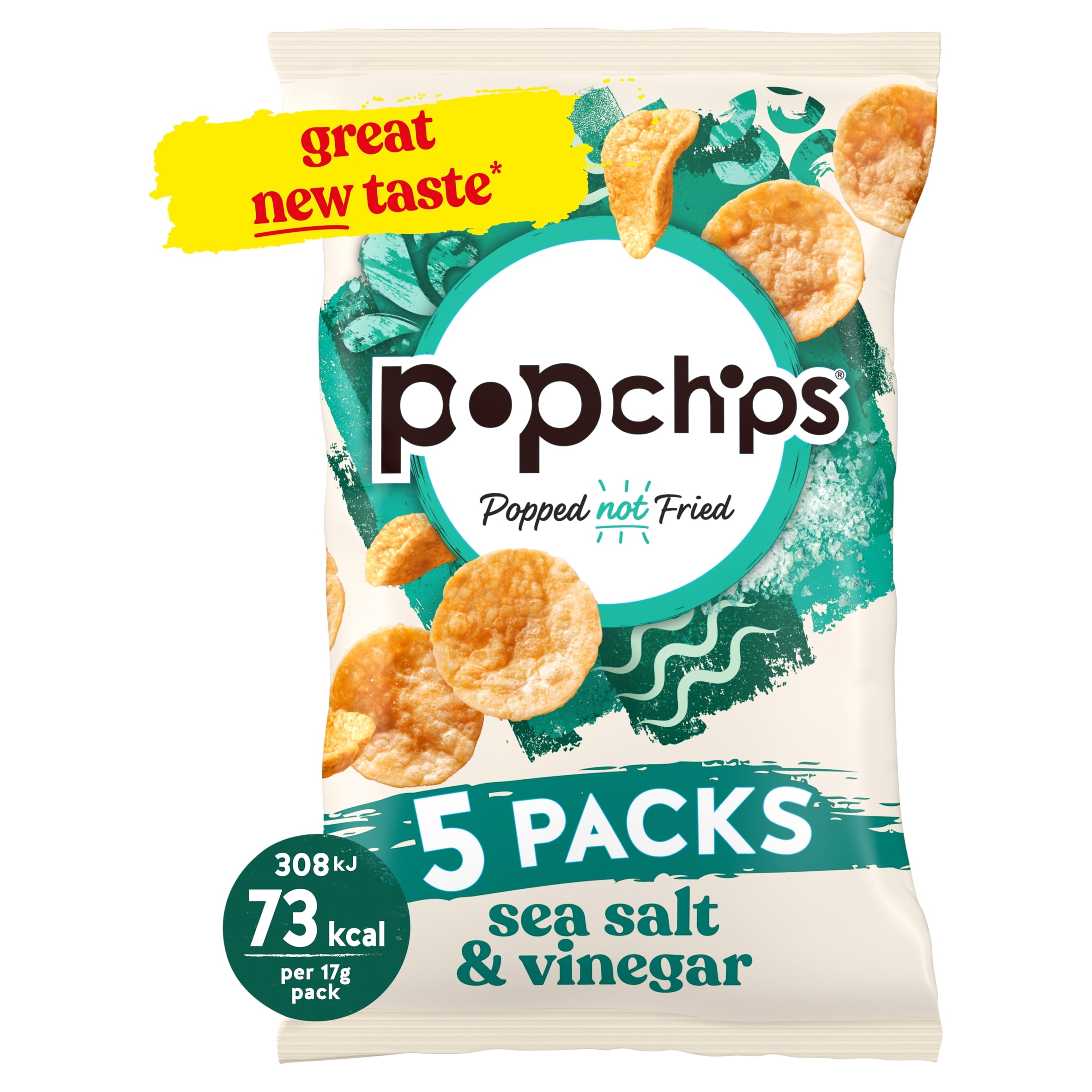 Popchips Sea Salt & Vinegar Multipack Crisps 5x17g