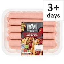 Tesco Fire Pit 10 Smoky BBQ Pork hot dogs 600g