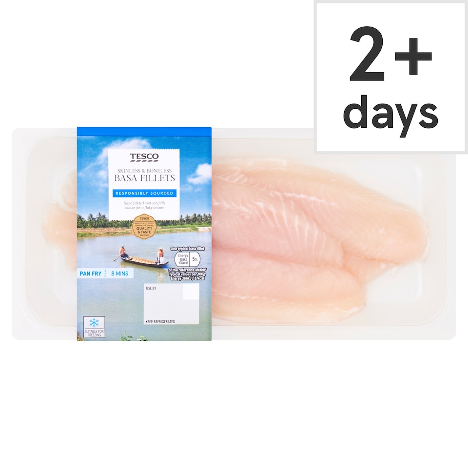 Tesco 2 Skinless & Boneless Basa Fillets 250G