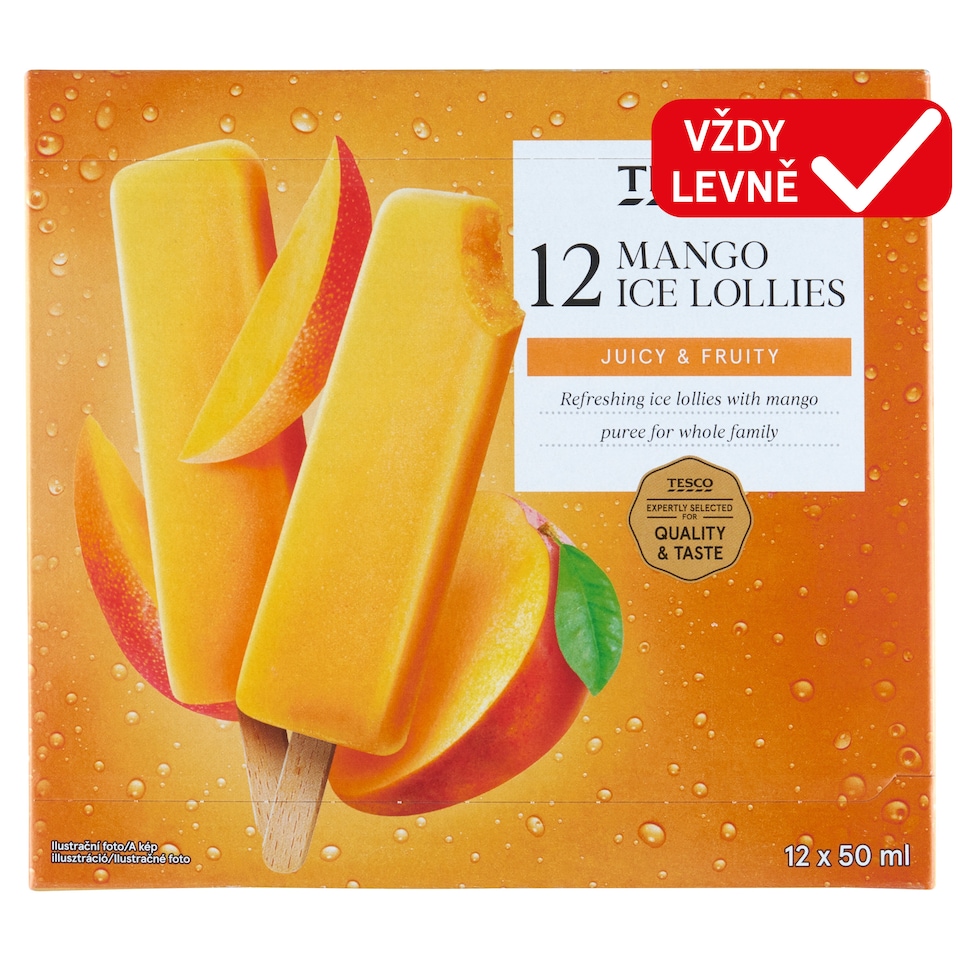 Tesco Mango Ice Lollies 12 x 50ml (600ml)