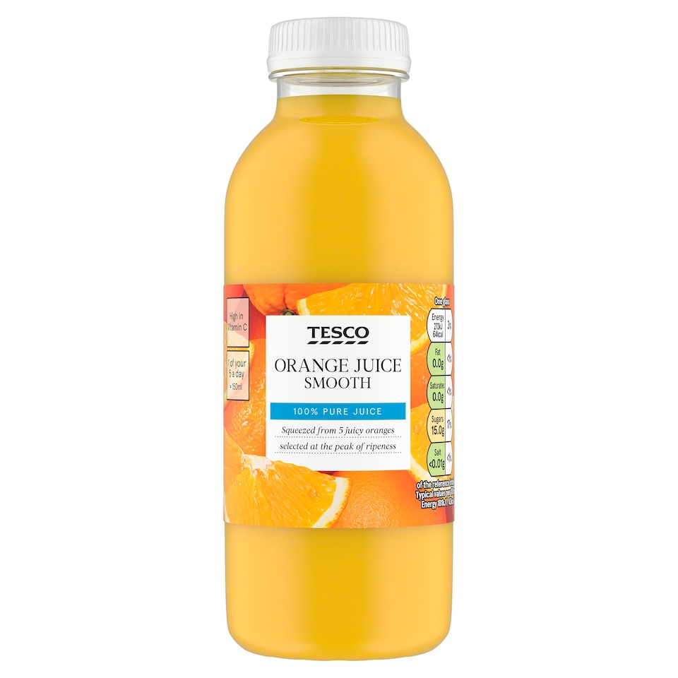 Tesco 100% Pure Orange Juice Smooth 330Ml