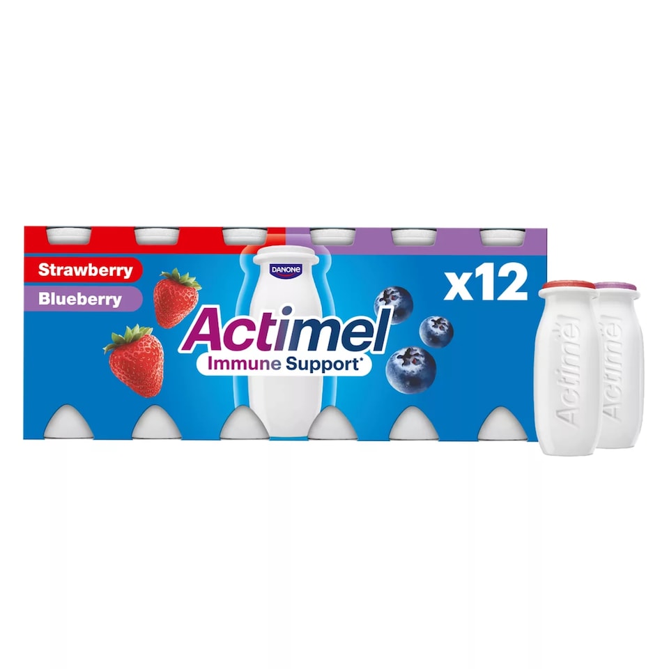 image 1 of Actimel Immune Support Yogurt Drink - Strawberry & Blueberry 12 x 100g