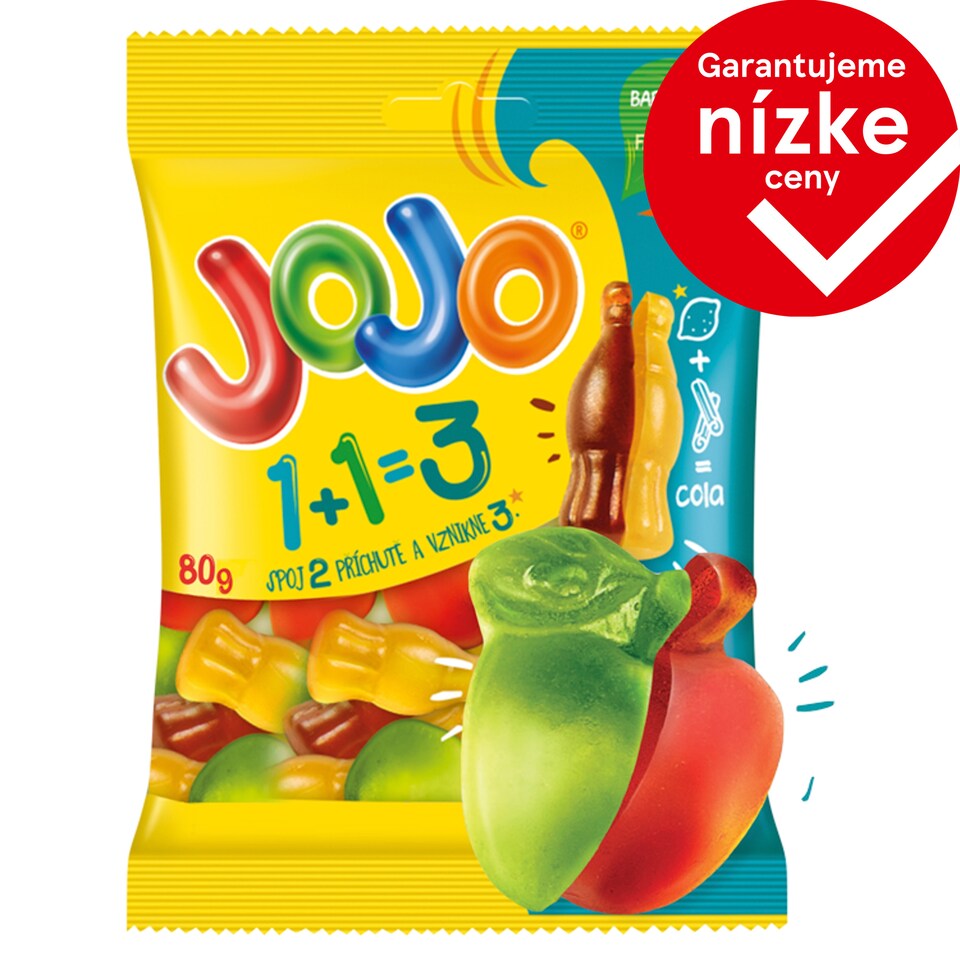 JOJO 1+1=3 Fruit and Cinnamon Flavored Jelly Candies 80 g