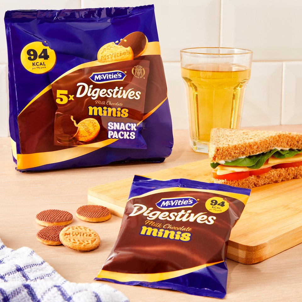 image 1 of McVitie's Digestives Milk Chocolate Mini Biscuits Snack Multipack 5x19g