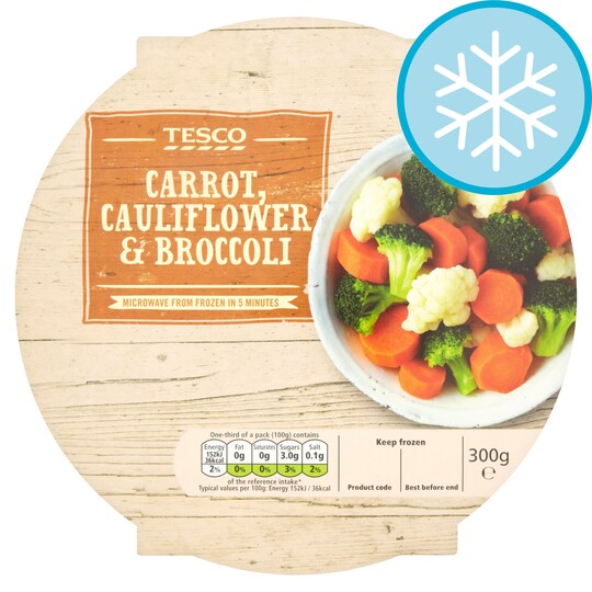TESCO CARROTS CAULI & BROCCOLI FLORETS 300G Tesco Groceries