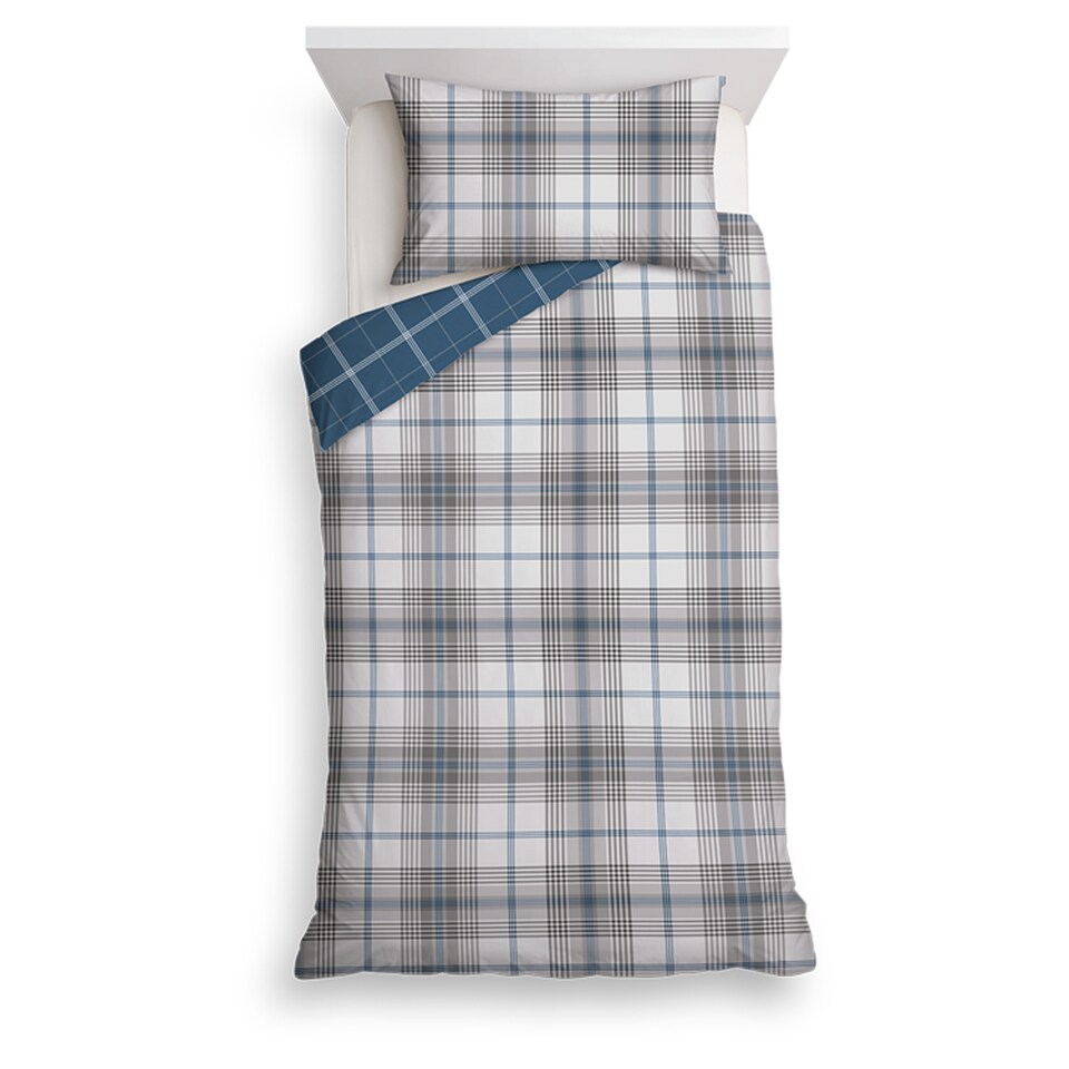 Tesco Grey Brushed Check Duvet Set Single