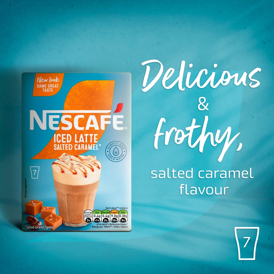 image 1 of Nescafe Gold Iced Salted Caramel Latte Instant Coffee Sachets 7x14.5g