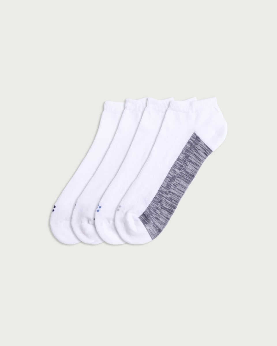 F&F 4-Pack Cotton Rich Contrast Footbed Trainer Socks in Multi