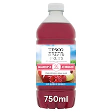 Tesco Quadruple Strength No Added Sugar Summer Fruits 750ml