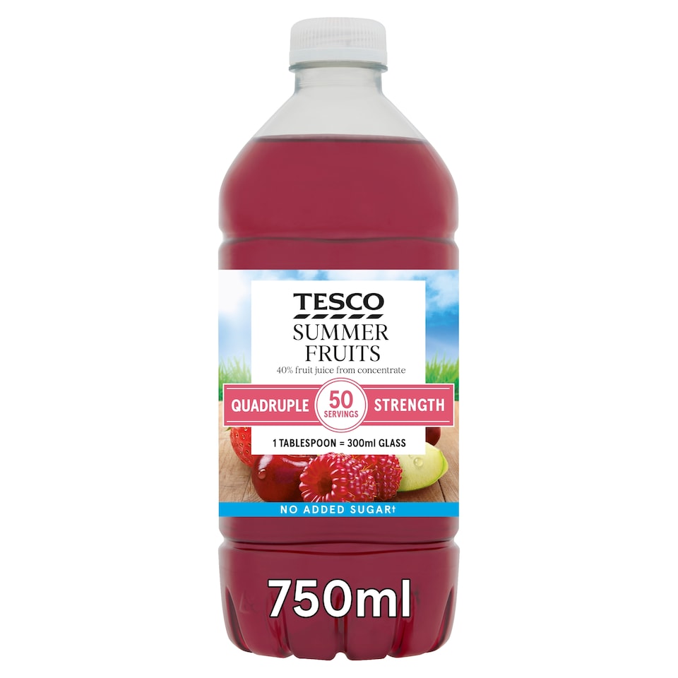 Tesco Quadruple Strength No Added Sugar Summer Fruits 750ml