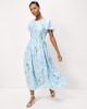 image 1 of F&F Floral Short Sleeved Midi Dress in Blue