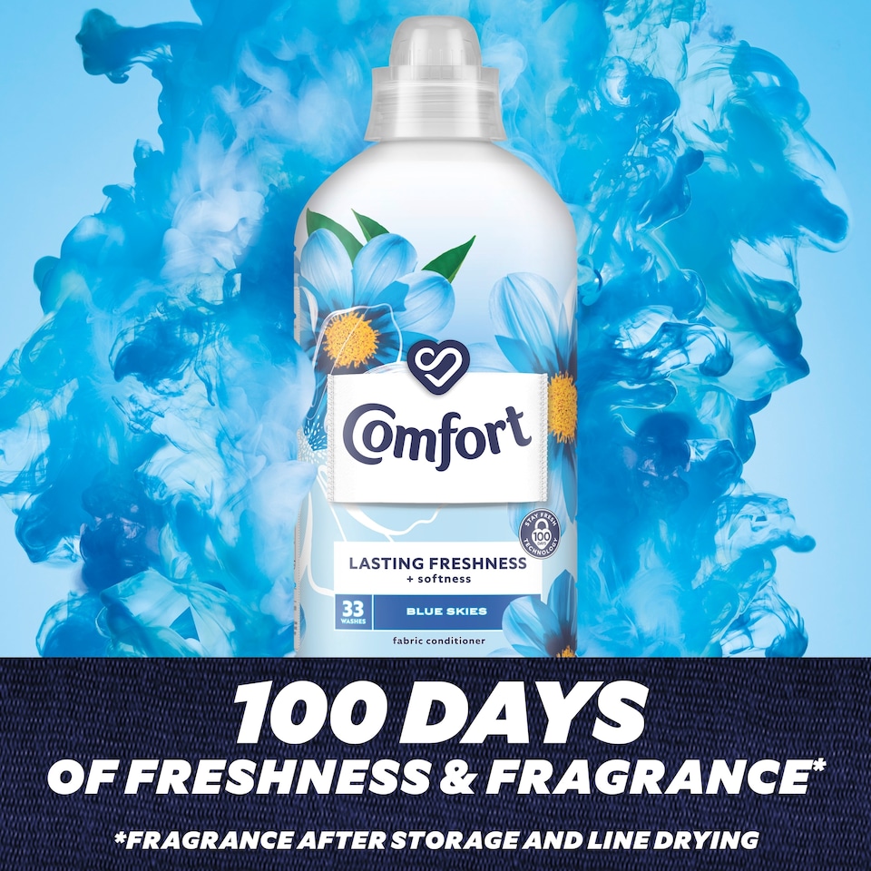 image 1 of Comfort Fabric Conditioner Blue Skies 33 Washes 990Ml