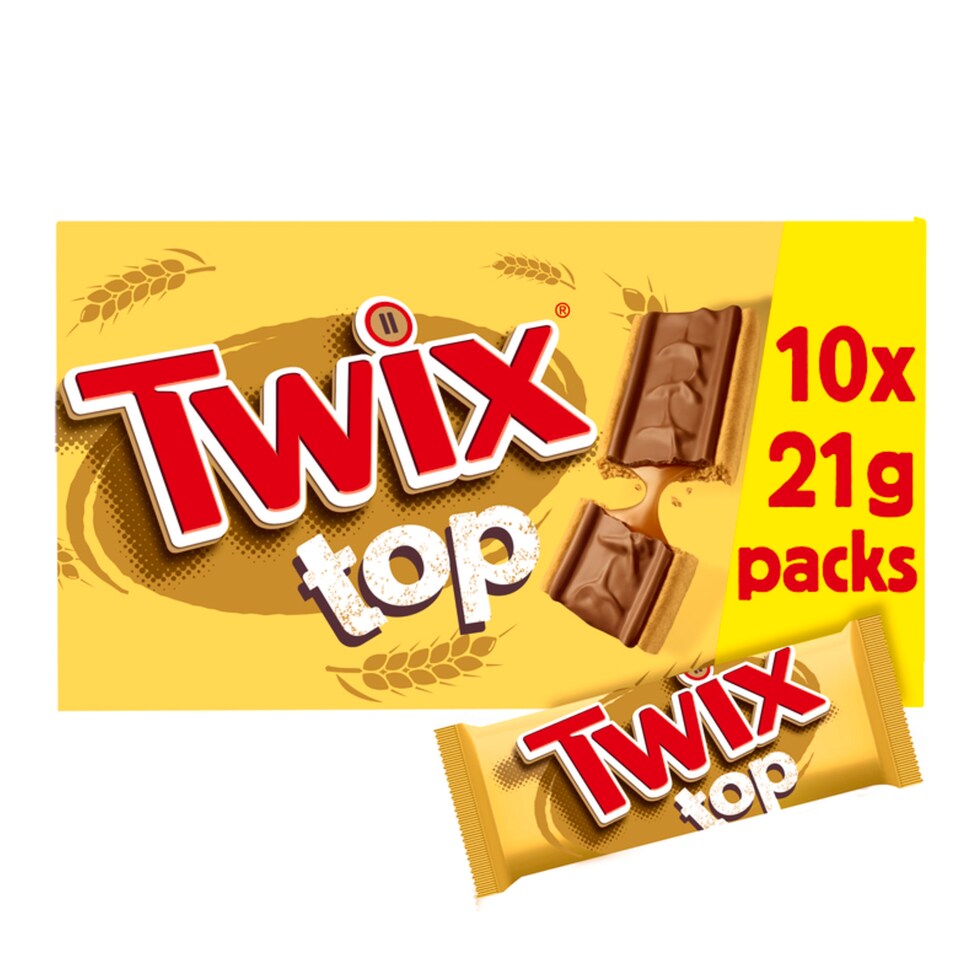 Twix Top Milk Chocolate Biscuit Bars Multipack, 10 Pack 210g