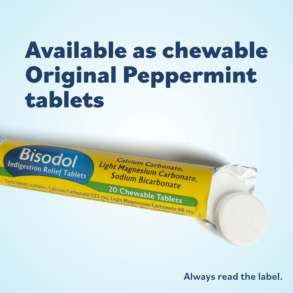 image 1 of Bisodol Original Peppermint Flavour Indigestion Relief Chewable Tablets 60s
